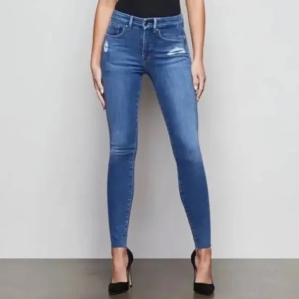 Good American Good Legs Zebra Pocket High Waist Skinny Fit Jeans In Blue431